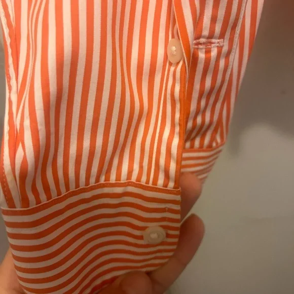 Ralph Lauren Men's Orange and White Striped Shirt - Picture 2 of 3